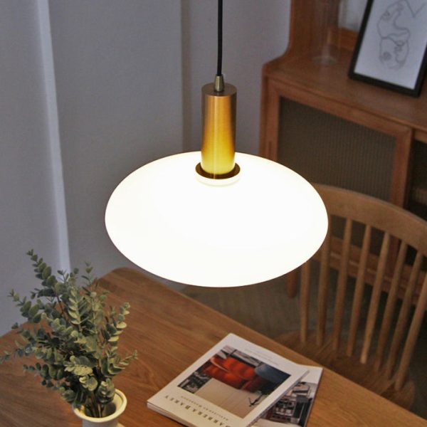 Nordic Milky White Glass Flat Round 1-Light  Pendant Light - Image 2