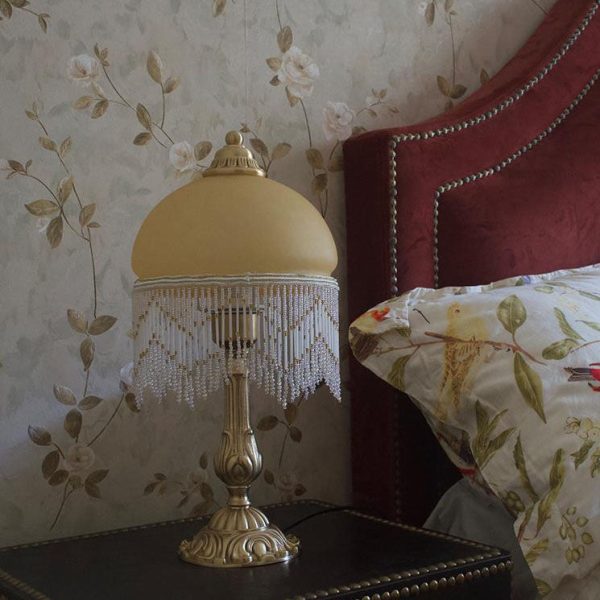 Vintage Bohemian Glass Dome Tassel 1-Light Table Lamp - Image 8