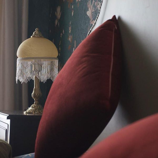 Vintage Bohemian Glass Dome Tassel 1-Light Table Lamp - Image 4