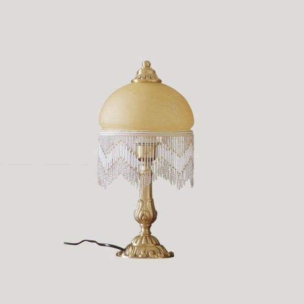 Vintage Bohemian Glass Dome Tassel 1-Light Table Lamp - Image 7