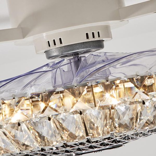 Nordic Simple Crystal Round Frame Design LED Flush Mount Ceiling Fan Light - Image 7