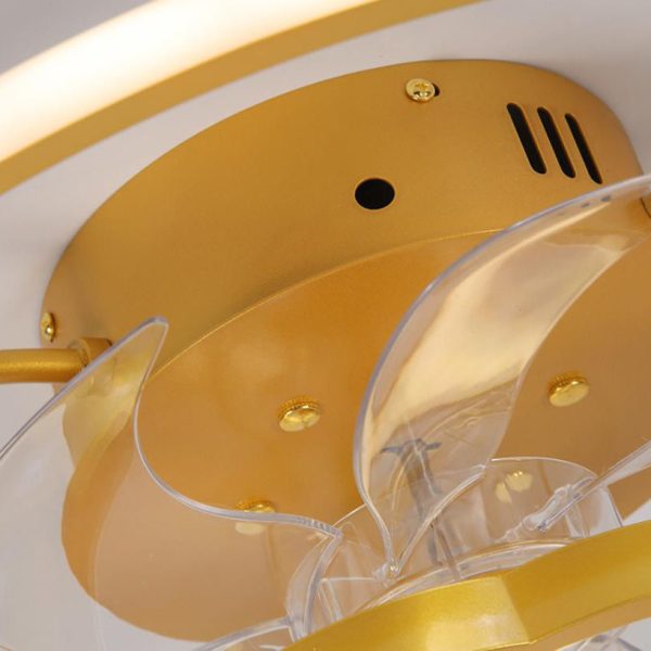 Gold Light Luxury Line Pattern Acrylic LED Flush Mount Ceiling Fan Light - Image 10