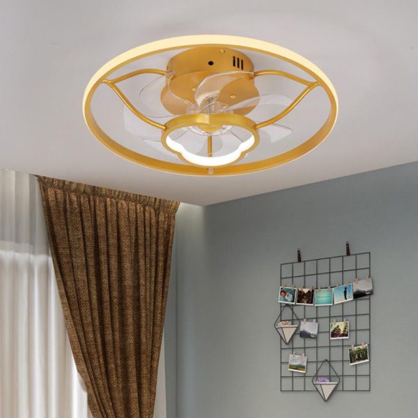 Gold Light Luxury Line Pattern Acrylic LED Flush Mount Ceiling Fan Light - Image 11