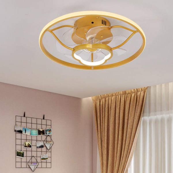 Gold Light Luxury Line Pattern Acrylic LED Flush Mount Ceiling Fan Light - Image 12