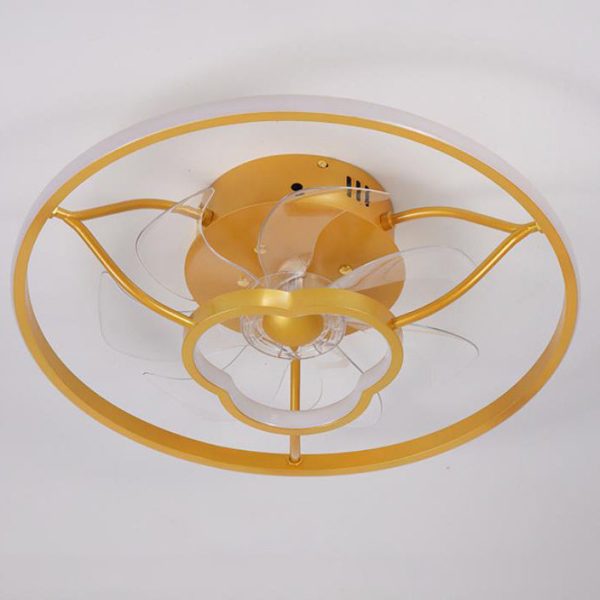 Gold Light Luxury Line Pattern Acrylic LED Flush Mount Ceiling Fan Light - Image 2