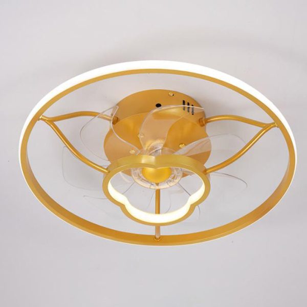 Gold Light Luxury Line Pattern Acrylic LED Flush Mount Ceiling Fan Light - Image 8