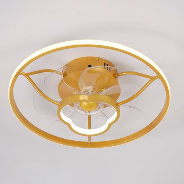 Gold Light Luxury Line Pattern Acrylic LED Flush Mount Ceiling Fan Light - Image 9