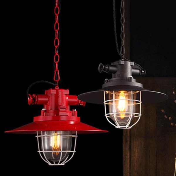 Industrial Vintage Blast Iron Cage 1-Light Pendant Light - Image 17