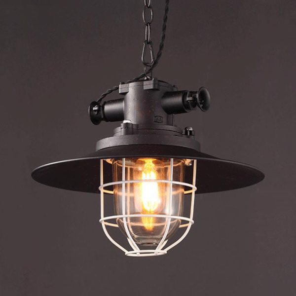 Industrial Vintage Blast Iron Cage 1-Light Pendant Light - Image 2
