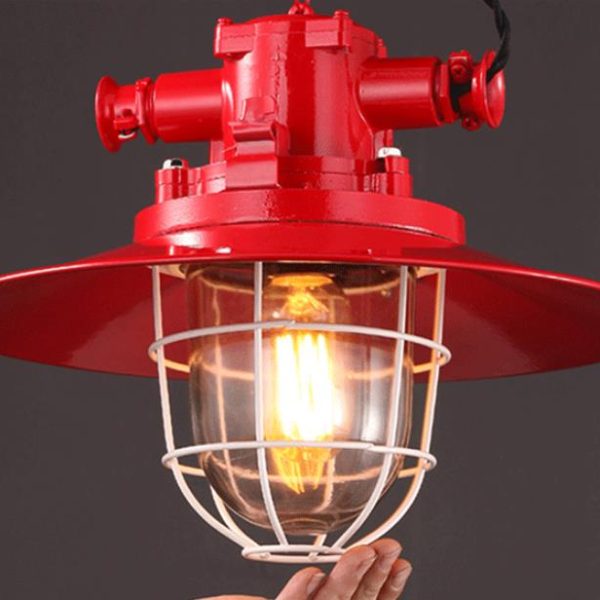 Industrial Vintage Blast Iron Cage 1-Light Pendant Light - Image 9