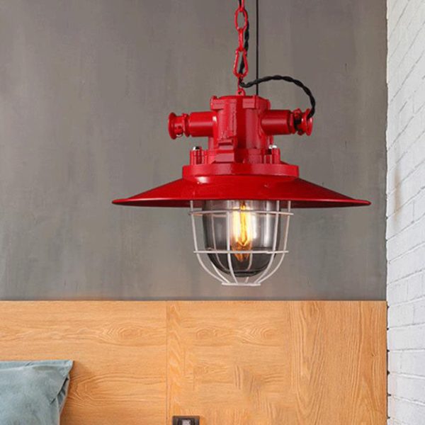 Industrial Vintage Blast Iron Cage 1-Light Pendant Light - Image 15