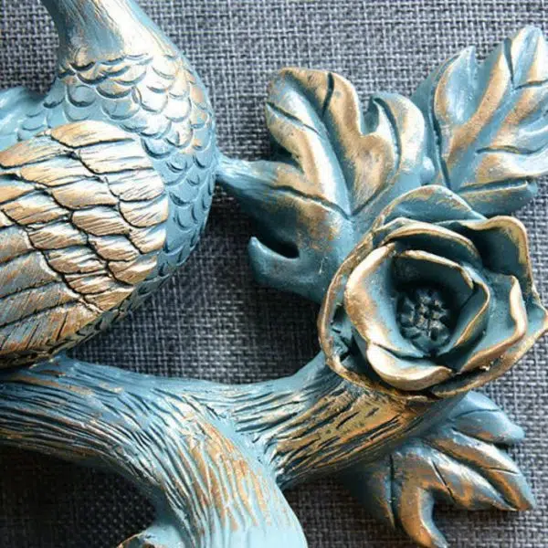 European Vintage Peacock Resin 1-Light Wall Sconce Lamp - Image 5