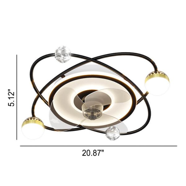 Modern Light Luxury Ring Star Effect LED Invisible Flush Mount Ceiling Fan Light - Image 3