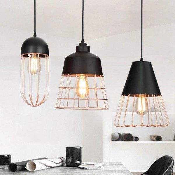 Nordic Creative Iron Cage Geometry 1-Light Pendant Light - Image 19