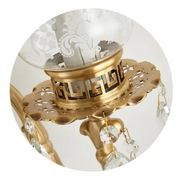 Vintage French Crystal Candelabra Brass 1/2 Light Wall Sconce Lamp - Image 12