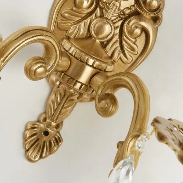 Vintage French Crystal Candelabra Brass 1/2 Light Wall Sconce Lamp - Image 13