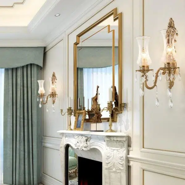 Vintage French Crystal Candelabra Brass 1/2 Light Wall Sconce Lamp - Image 17