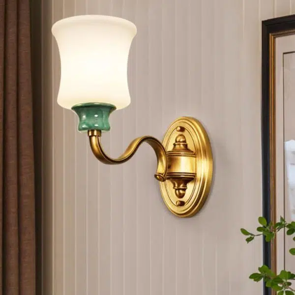 European Luxury Fabric Brass Carved 1/2 Light Wall Sconce Lamp - Image 36