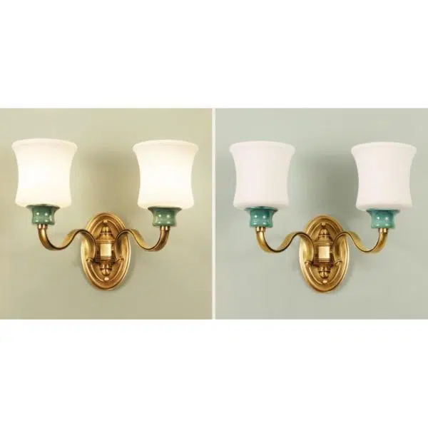 European Luxury Fabric Brass Carved 1/2 Light Wall Sconce Lamp - Image 28