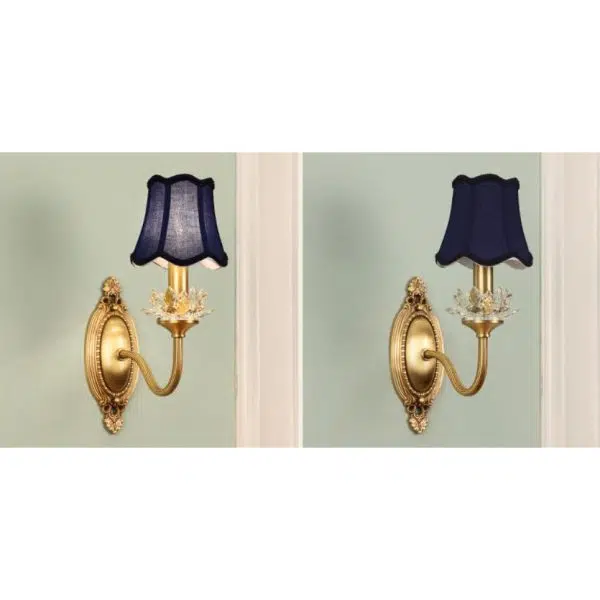 European Luxury Fabric Brass Carved 1/2 Light Wall Sconce Lamp - Image 32