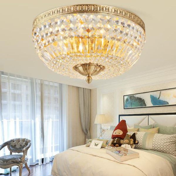 French Vintage Crystal Round 3/5/9 Light Flush Mount Ceiling Light - Image 15