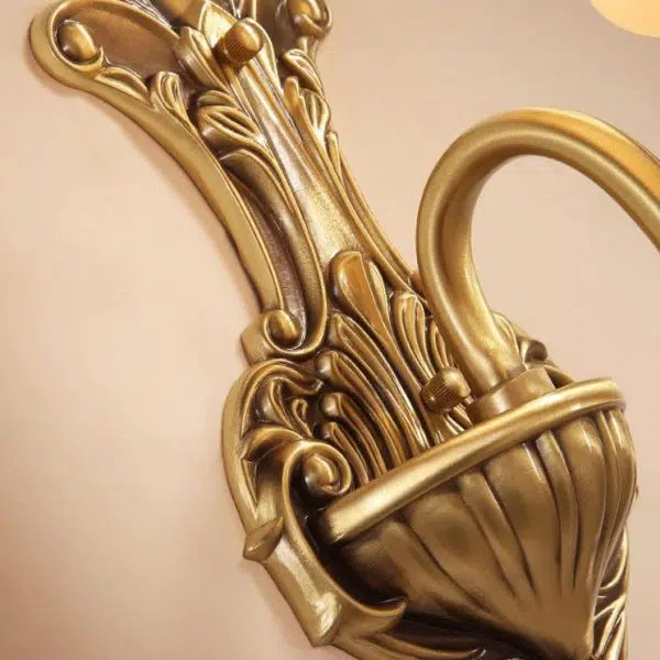 European Luxury Jade Glass Brass Cone Cup Shade 1/2 Light Wall Sconce Lamp - Image 11