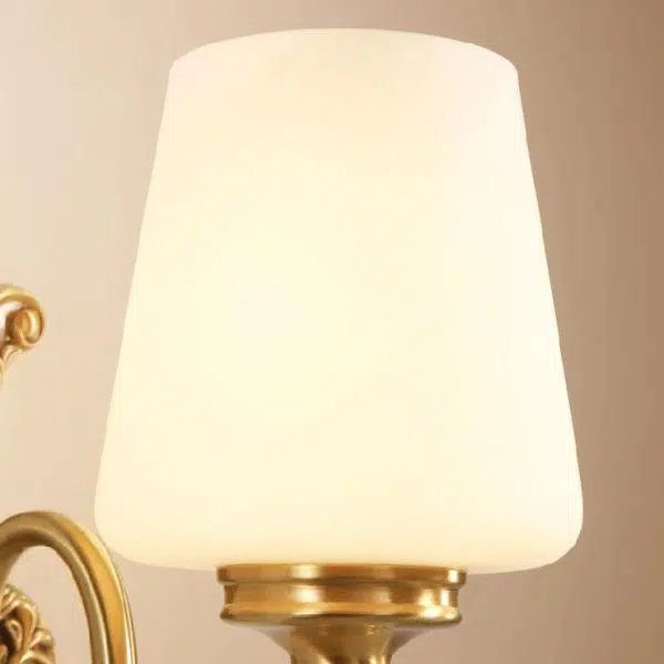 European Luxury Jade Glass Brass Cone Cup Shade 1/2 Light Wall Sconce Lamp - Image 9
