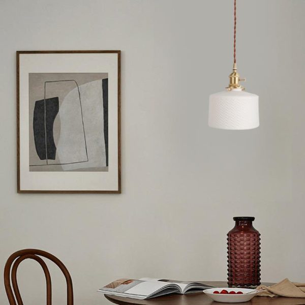 Japanese Minimalist Pure White Ceramic 1-Light Pendant Light - Image 2