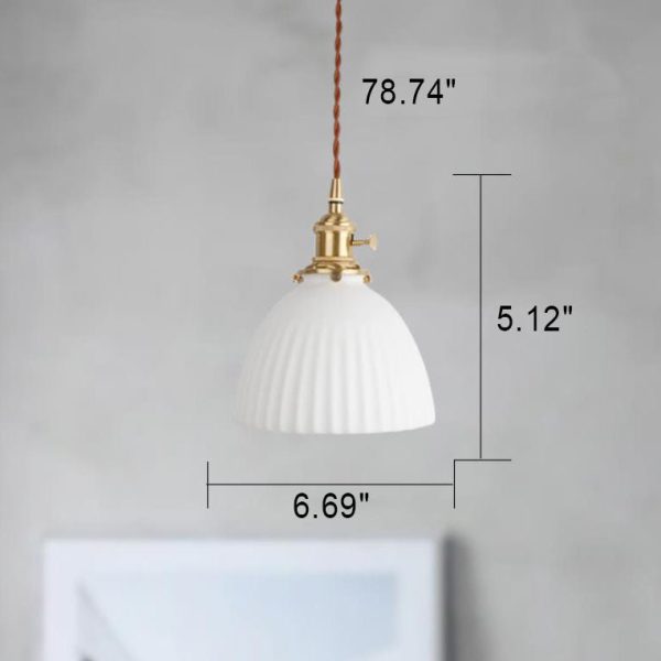 Japanese Minimalist Pure White Ceramic 1-Light Pendant Light - Image 5