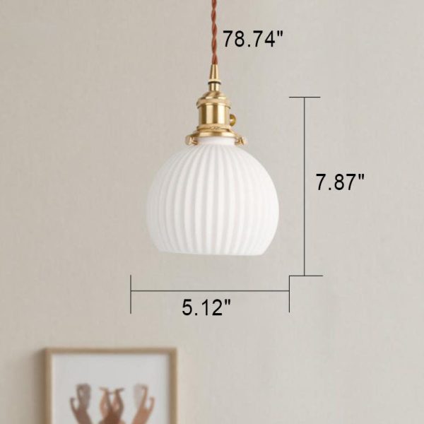 Japanese Minimalist Pure White Ceramic 1-Light Pendant Light - Image 6
