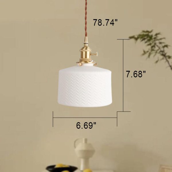 Japanese Minimalist Pure White Ceramic 1-Light Pendant Light - Image 7