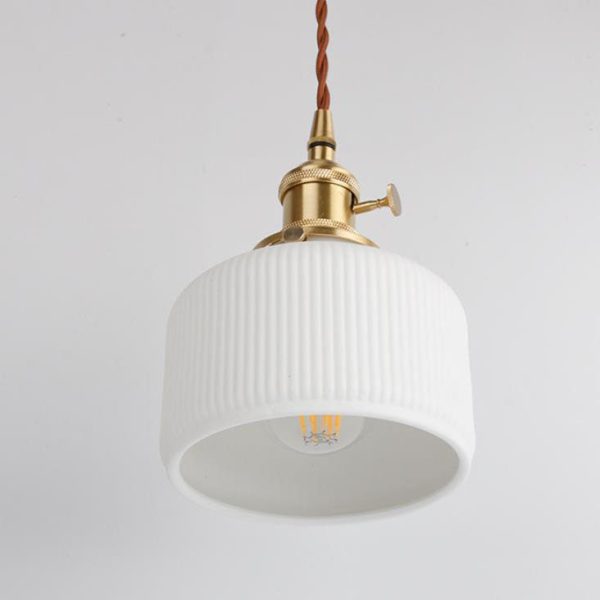 Japanese Minimalist Pure White Ceramic 1-Light Pendant Light - Image 11