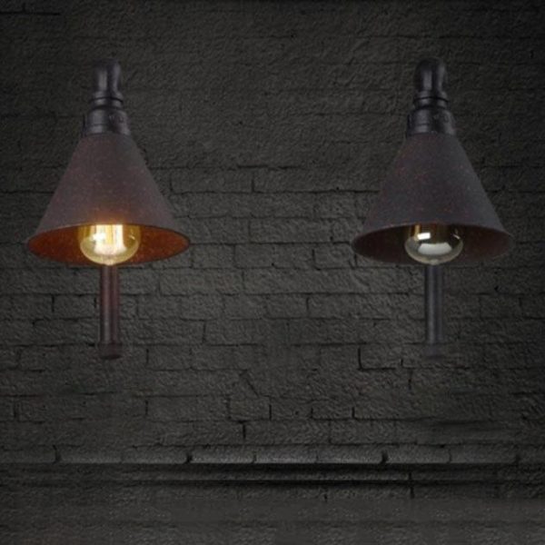 Industrial Vintage Plumbing Cone Iron 1-Light Wall Sconce Lamp - Image 5