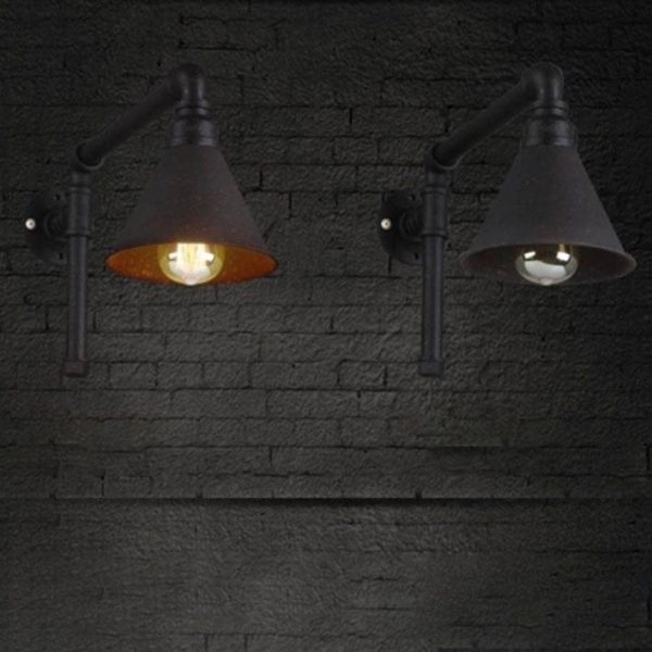 Industrial Vintage Plumbing Cone Iron 1-Light Wall Sconce Lamp - Image 6