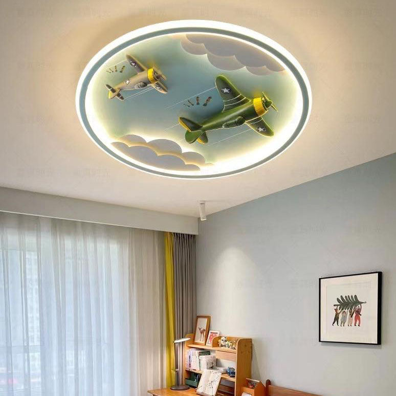 20230227095538.jpg Modern Cartoon Resin Airplane Pegasus Acrylic Shade LED Kids Flush Mount Ceiling Light - Image 5