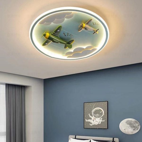 Modern Cartoon Resin Airplane Pegasus Acrylic Shade LED Kids Flush Mount Ceiling Light - Image 6