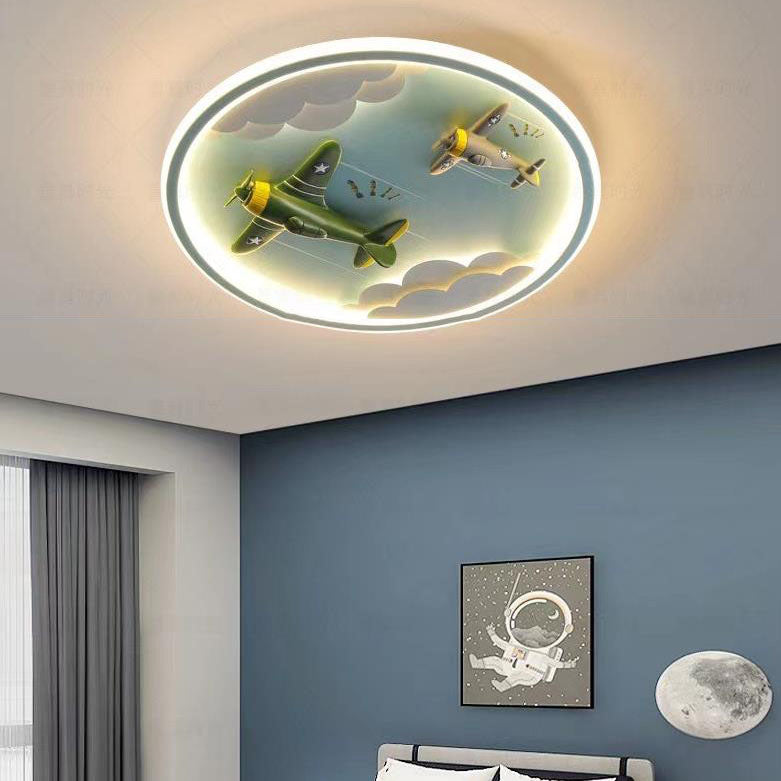 20230227095558.jpg Modern Cartoon Resin Airplane Pegasus Acrylic Shade LED Kids Flush Mount Ceiling Light - Image 6