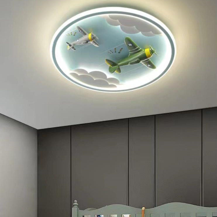 20230227095636.jpg Modern Cartoon Resin Airplane Pegasus Acrylic Shade LED Kids Flush Mount Ceiling Light - Image 1