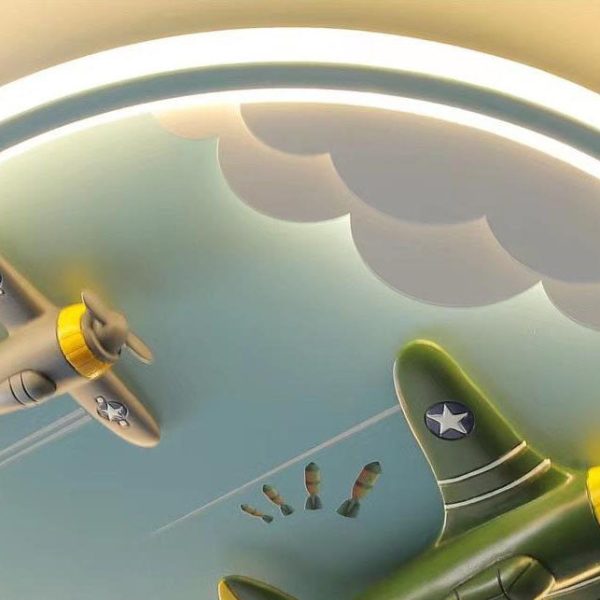 Modern Cartoon Resin Airplane Pegasus Acrylic Shade LED Kids Flush Mount Ceiling Light - Image 9