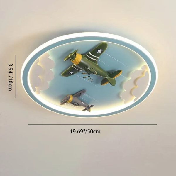 Modern Cartoon Resin Airplane Pegasus Acrylic Shade LED Kids Flush Mount Ceiling Light - Image 7