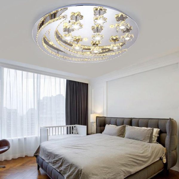 Modern Romantic Stainless Steel Crystal Star Moon LED Flush Mount Ceiling Light - Image 22
