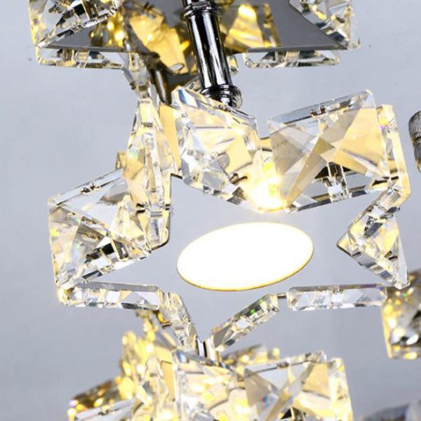 Modern Romantic Stainless Steel Crystal Star Moon LED Flush Mount Ceiling Light - Image 16