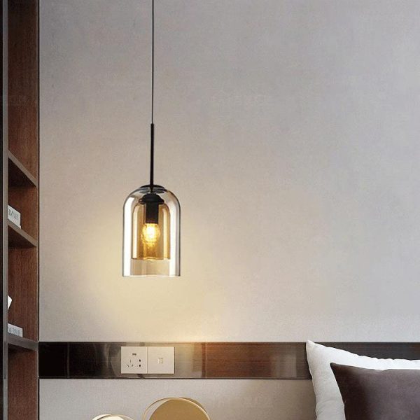 Modern Minimalist Glass Cylinder Cup Design 1-Light Pendant Light - Image 3