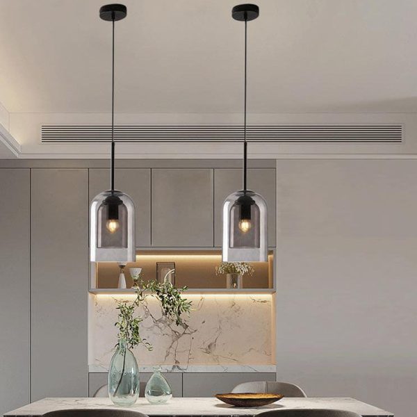 Modern Minimalist Glass Cylinder Cup Design 1-Light Pendant Light - Image 2