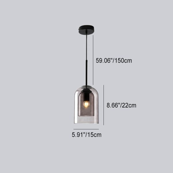 Modern Minimalist Glass Cylinder Cup Design 1-Light Pendant Light - Image 5