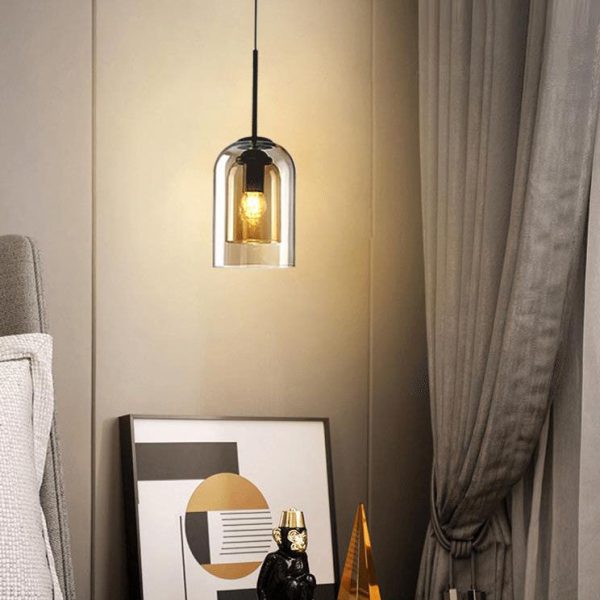 Modern Minimalist Glass Cylinder Cup Design 1-Light Pendant Light - Image 10