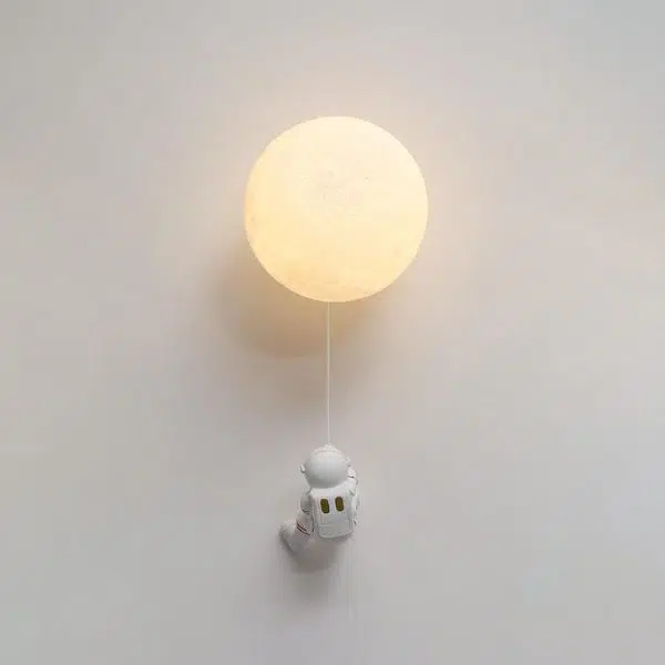 Contemporary Creative Orb Astronaut Iron Resin 1-Light Wall Sconce Lamp For Bedroom - Image 17