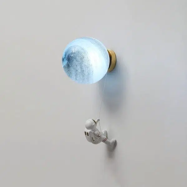 Contemporary Creative Orb Astronaut Iron Resin 1-Light Wall Sconce Lamp For Bedroom - Image 20