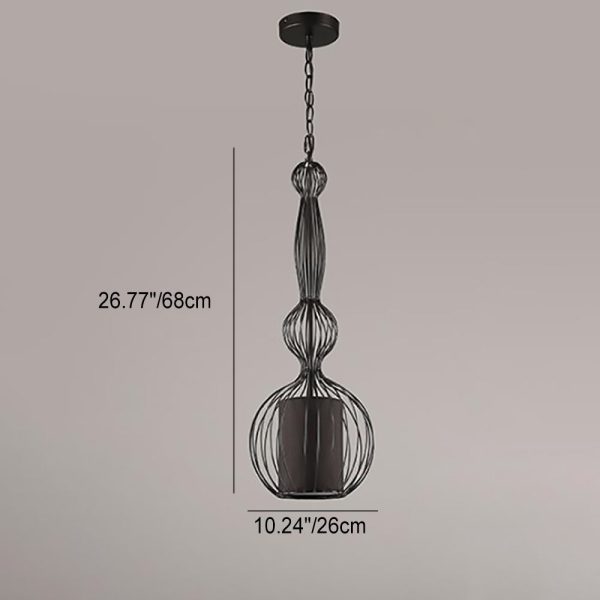 Contemporary Industrial Cage Iron Fabric 1-Light Pendant Light For Living Room - Image 6
