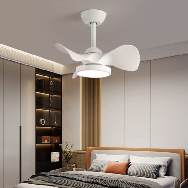 Contemporary Retro Round Acrylic ABS LED Downrods Ceiling Fan Light For Bedroom - Image 3